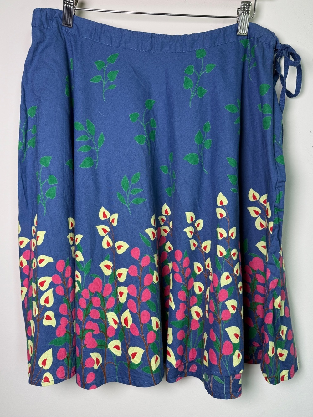 Apollo Vintage Cotton Botanical Floral A-Line Navy Cottagecore Boho Vintage L